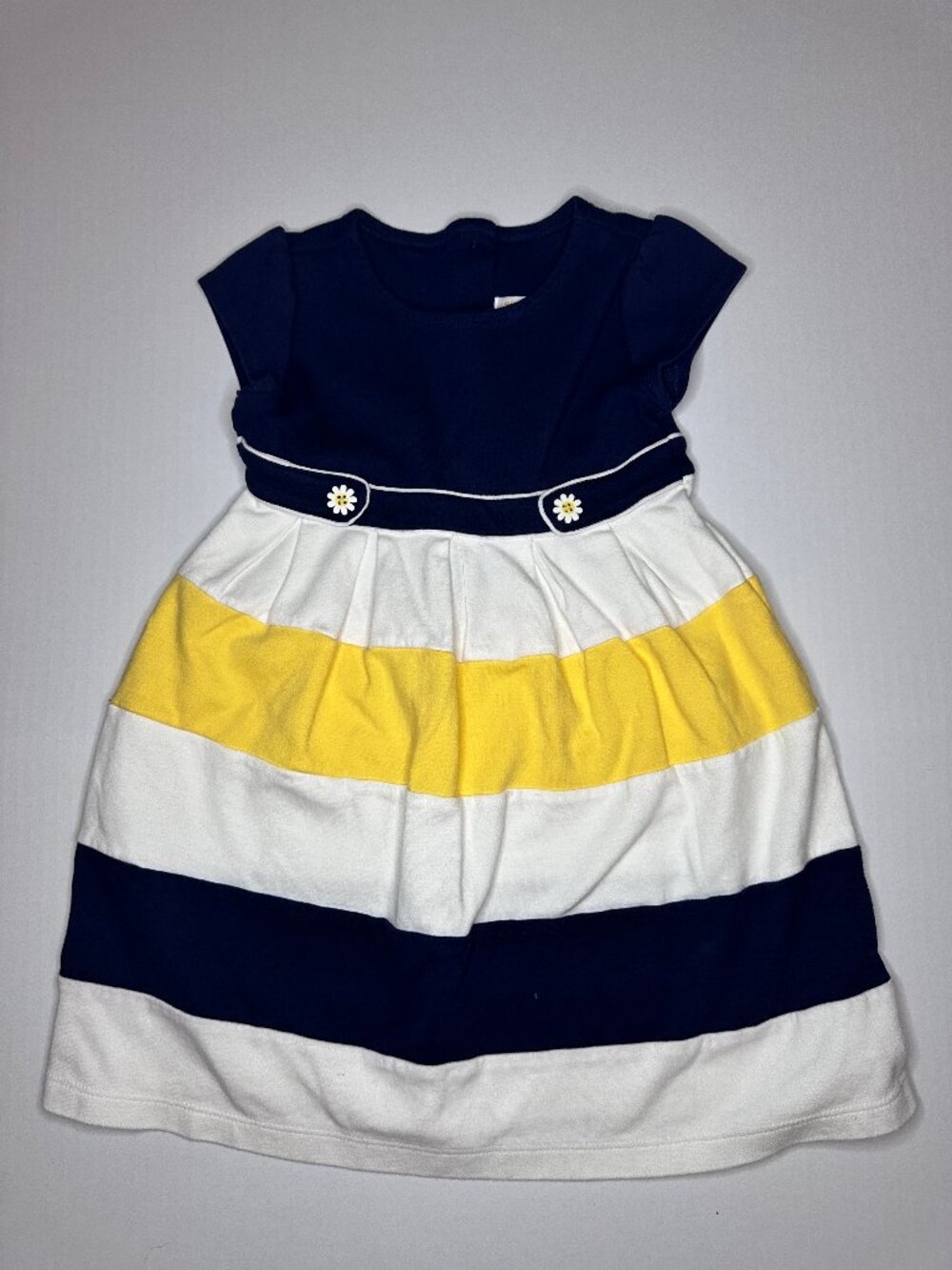 Gymboree Navy, White & Yellow FLOWER SHOWERS Colorblock Dress 5T